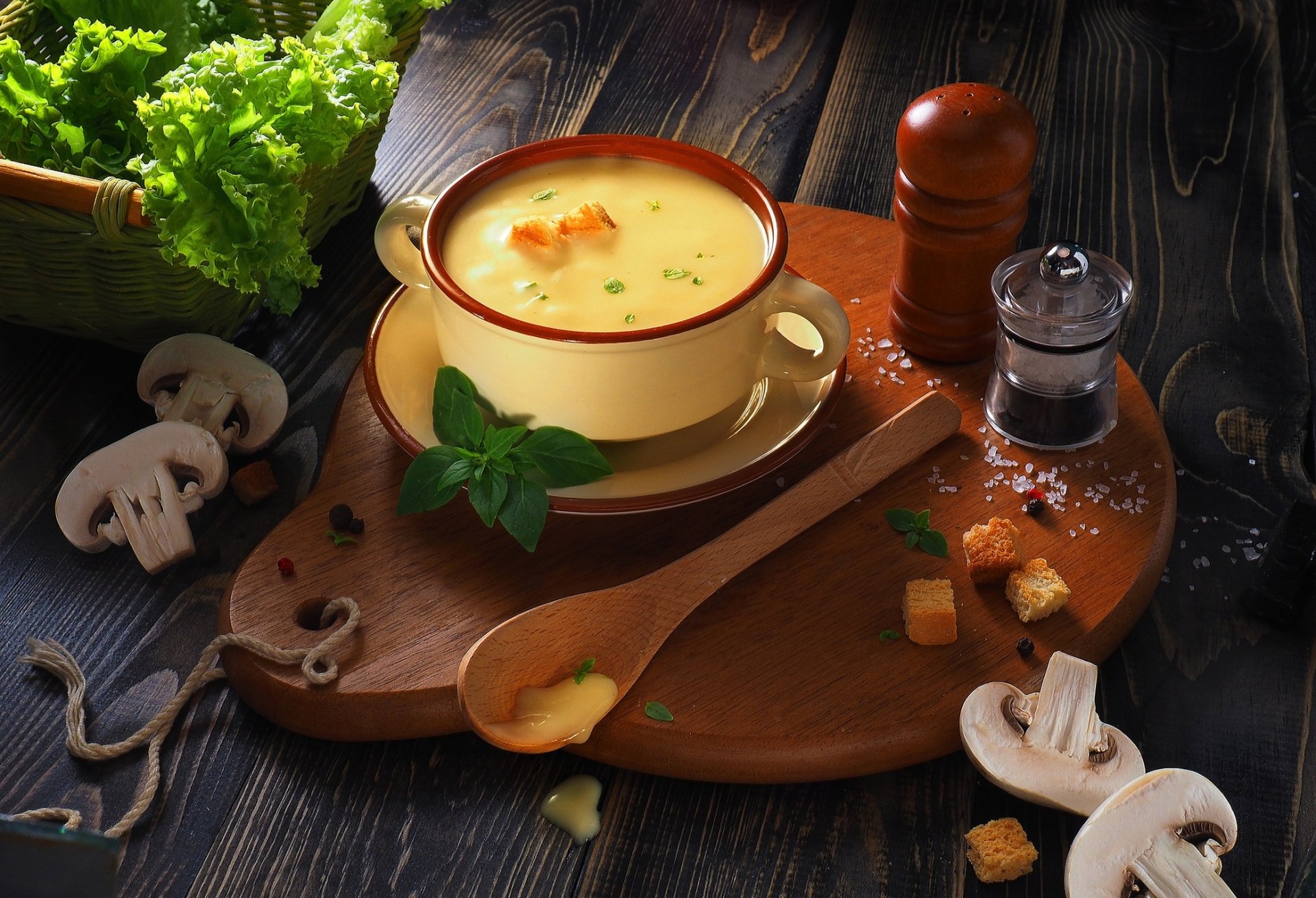 Download Still Life Mushroom Food Soup HD Wallpaper