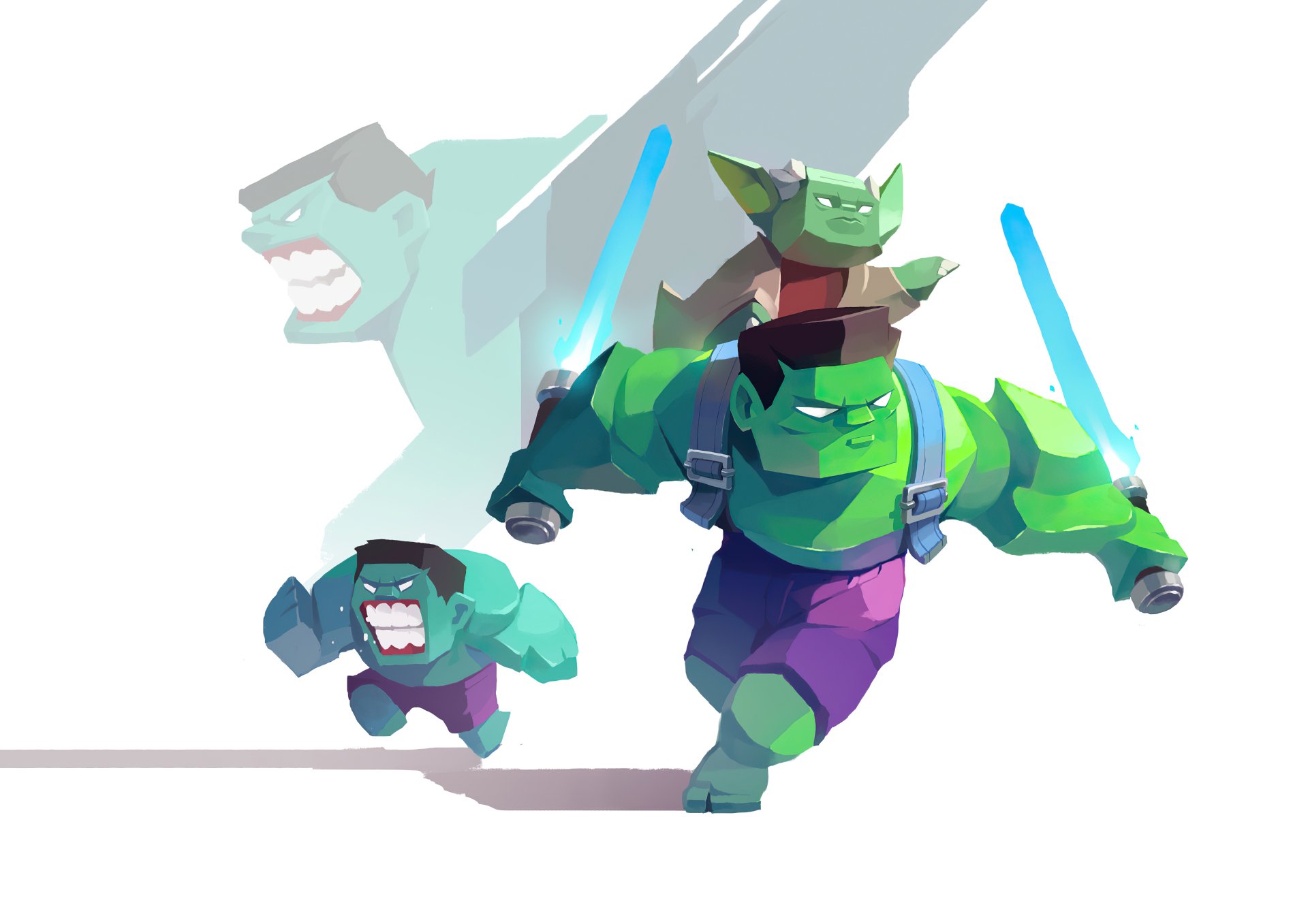 Download Yoda Comic Hulk 4k Ultra HD Wallpaper by chanin suasungnern