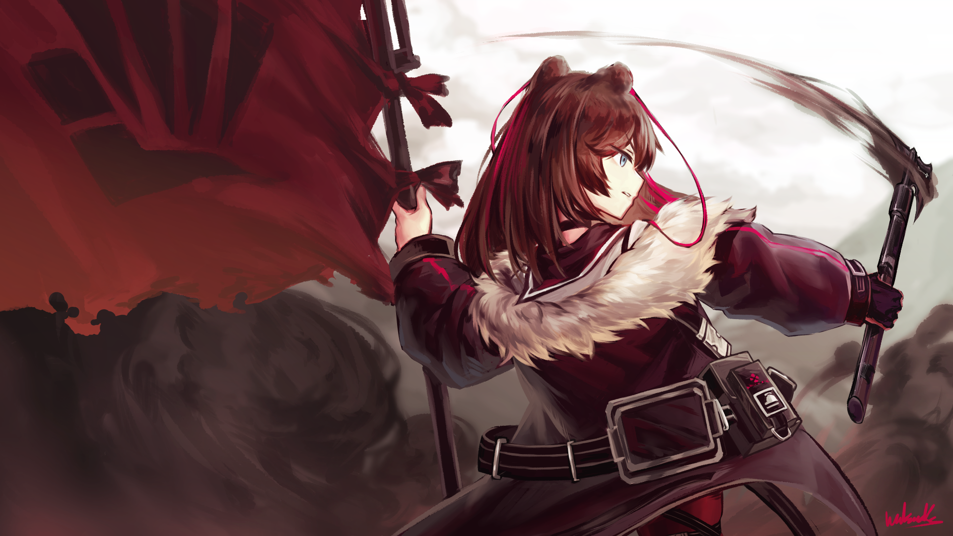 Download Blue Eyes Banner Zima (Arknights) Video Game Arknights HD Wallpaper by 물뱀(水蛇)