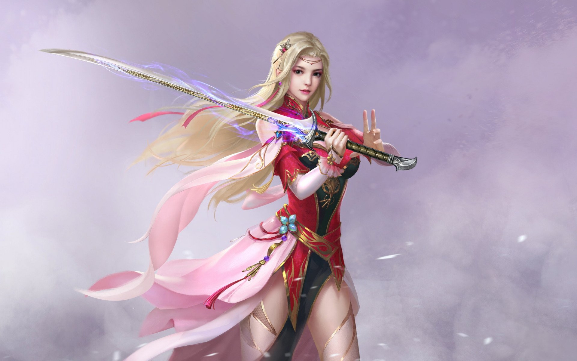 Download Sword Blonde Fantasy Woman Warrior HD Wallpaper by Da Vi ...
