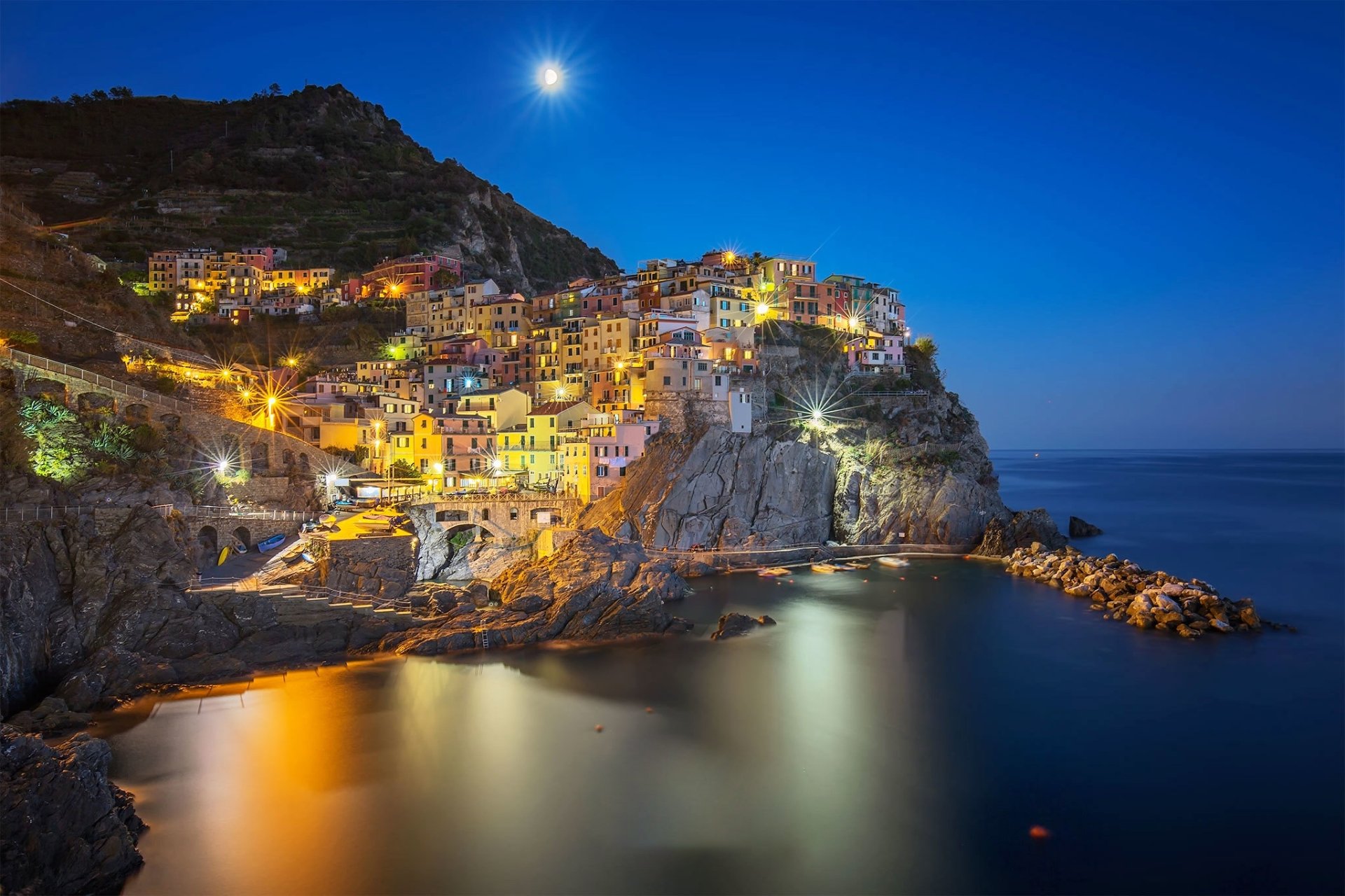 Download Liguria Italy Sea Man Made Manarola HD Wallpaper