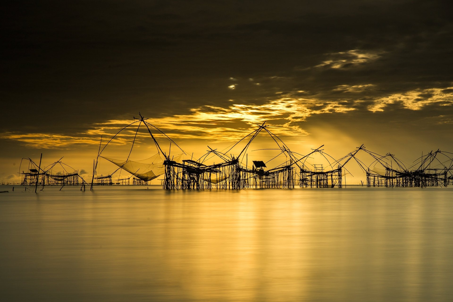 Download Fishing Net Thailand Sea Photography Ocean HD Wallpaper