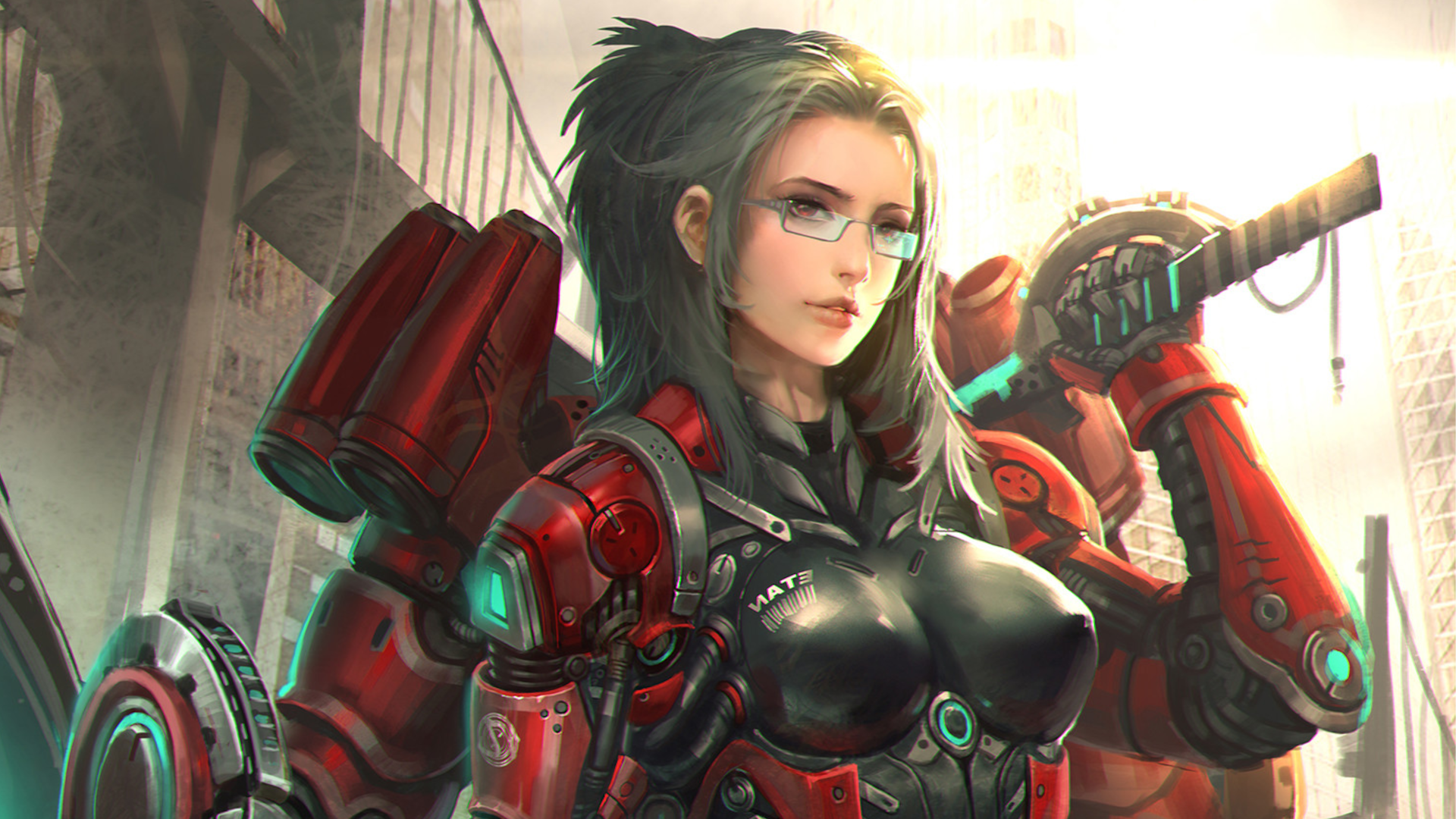 Download Sword Mecha Warrior Sci Fi Woman Warrior HD Wallpaper by san mufan