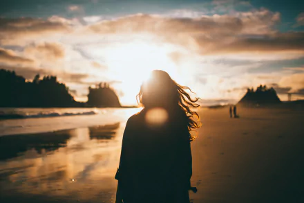 depth of field beach woman rear HD Desktop Wallpaper | Background Image