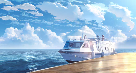 boat cloud ocean sky Anime Original Sky Anime HD Desktop Wallpaper | Background Image