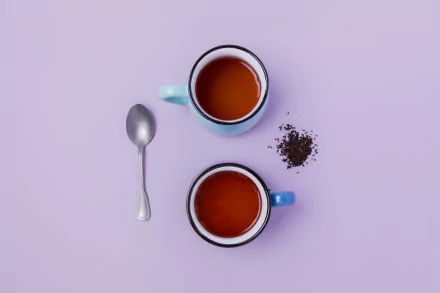  Loose Leaf Tea Brewed On Purple by Sarah Pflug