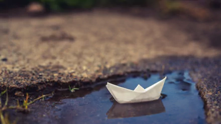 boat puddle man made origami HD Desktop Wallpaper | Background Image