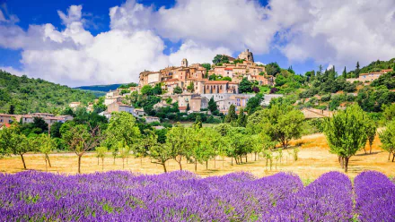 Simiane-la-Rotonde provence plantation lavender France man made village HD Desktop Wallpaper | Background Image