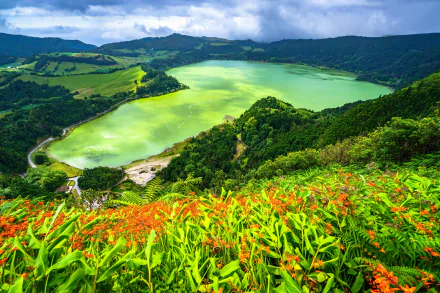 Furnas Lake azores Portugal mountain nature lake HD Desktop Wallpaper | Background Image