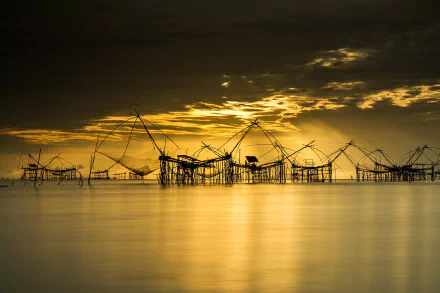 fishing net Thailand sea photography ocean HD Desktop Wallpaper | Background Image