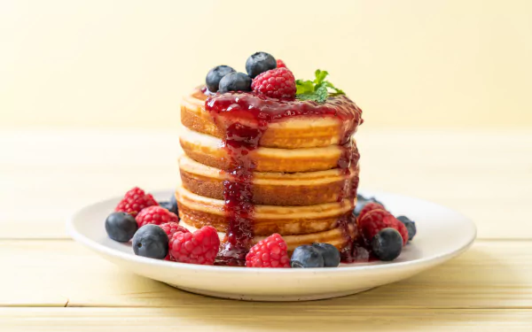 breakfast fruit blueberry raspberry berry food pancake HD Desktop Wallpaper | Background Image
