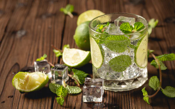 still life drink mojito lime glass ice cube food cocktail HD Desktop Wallpaper | Background Image