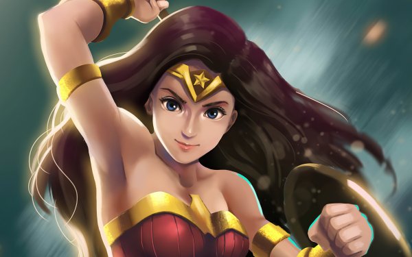 Comics Wonder Woman Brown Hair DC Comics Blue Eyes HD Wallpaper | Background Image