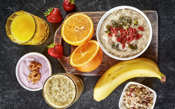 still life juice orange (Fruit) oatmeal fruit strawberry food breakfast HD Desktop Wallpaper | Background Image