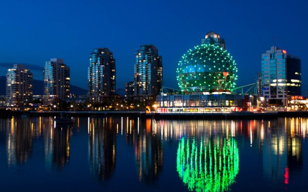 Man Made Vancouver Cities Canada Building River Light Reflection HD Wallpaper | Background Image