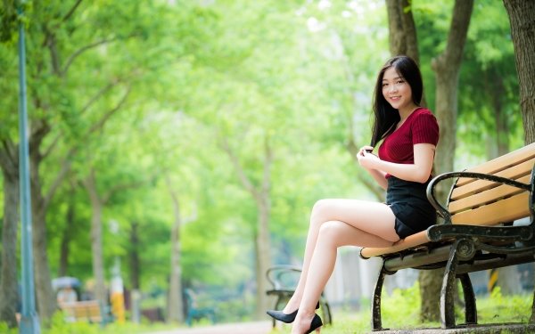 Women Asian Model Depth Of Field Black Hair Smile HD Wallpaper | Background Image