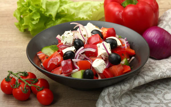 still life olive tomato pepper food salad HD Desktop Wallpaper | Background Image