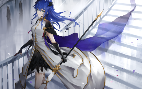 Video Game Arknights Mostima Dress Lance Blue Hair Aqua Eyes HD Wallpaper | Background Image
