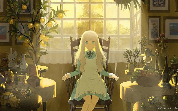 Anime Original Dress White Hair Aqua Eyes HD Wallpaper | Background Image