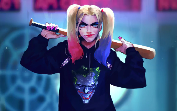 blonde blue eyes twintails baseball bat DC Comics Comic Harley Quinn HD Desktop Wallpaper | Background Image