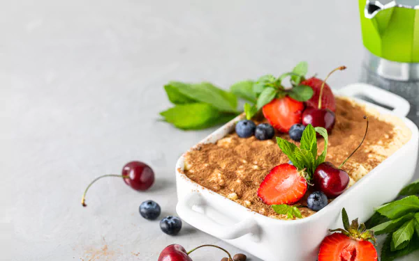 strawberry cherry tiramisu berry food dessert HD Desktop Wallpaper | Background Image