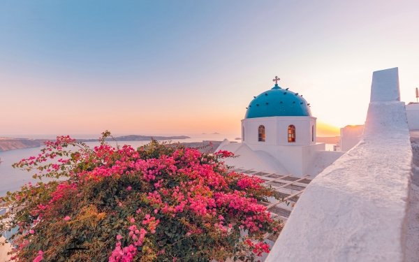 Religious Church Churches Sea Santorini Greece Dome HD Wallpaper | Background Image