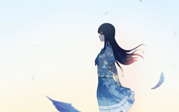 blue hair long hair school uniform Mizore Yoroizuka Anime Liz and the Blue Bird HD Desktop Wallpaper | Background Image