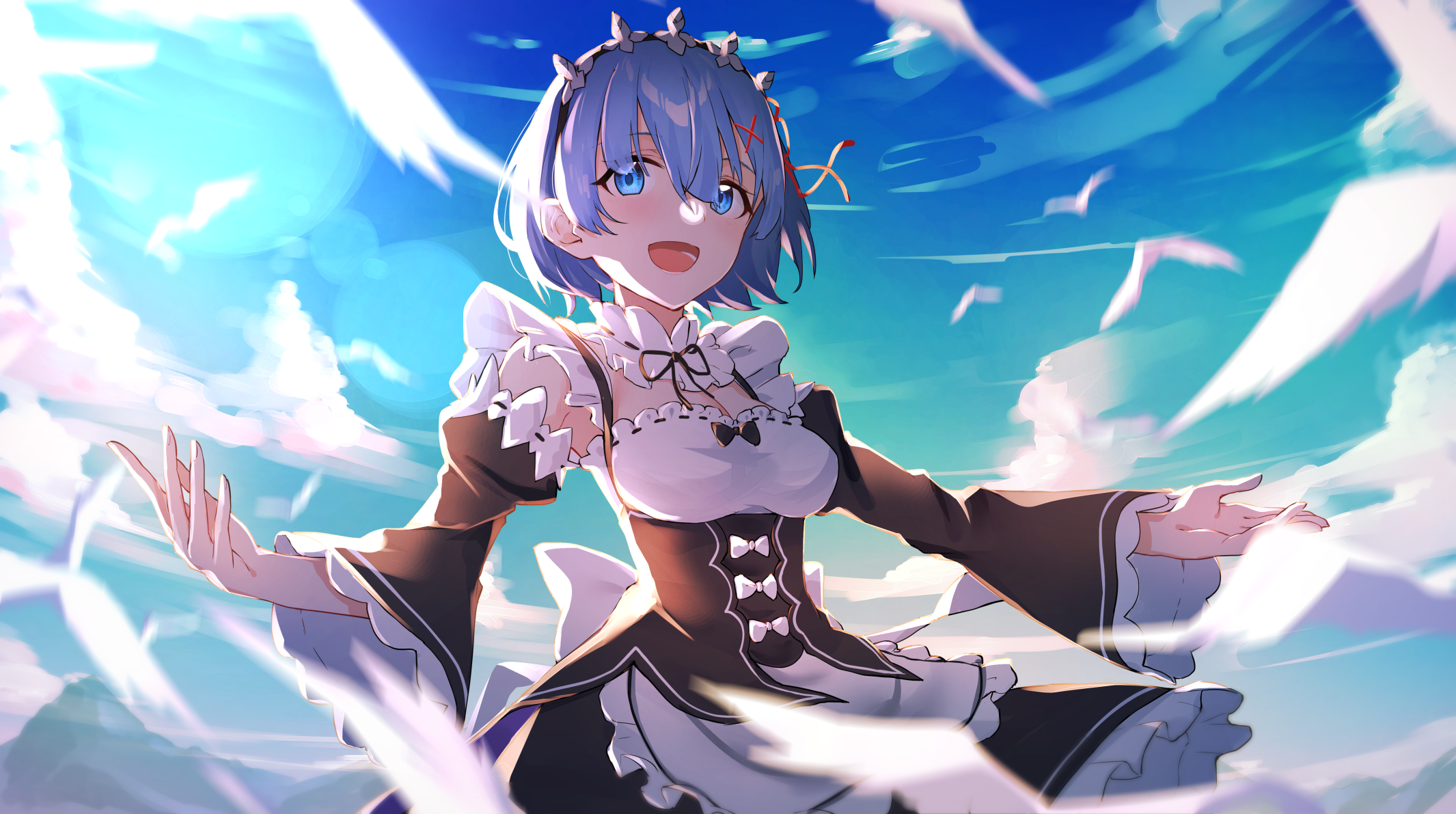 Rem From Re Zero Stunning HD Wallpaper With Aqua Hair And Eyes By 