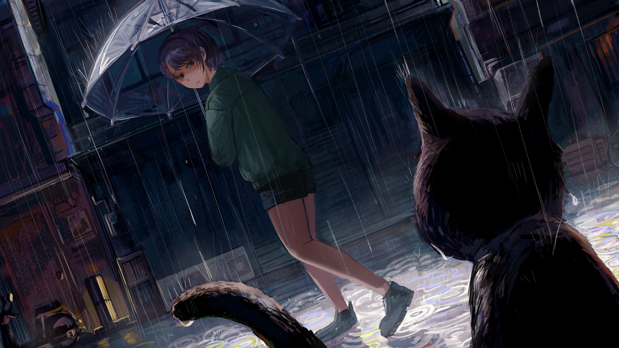 Download Rain Anime Girl Anime Girl HD Wallpaper by Diva