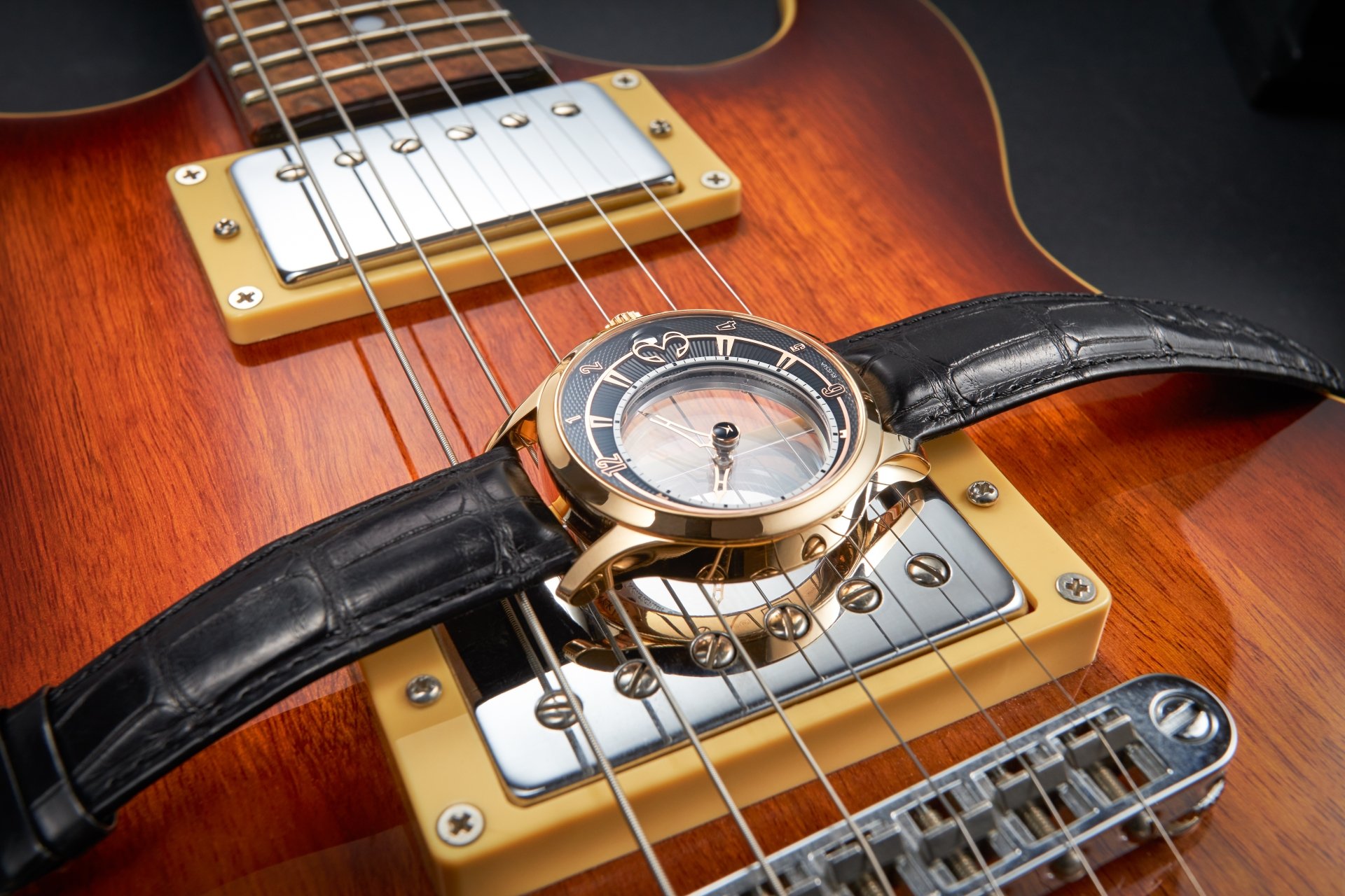 Download Guitar Wristwatch Man Made Watch 4k Ultra HD Wallpaper