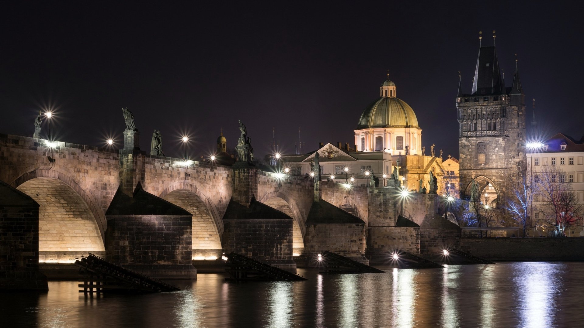 Download River Vltava Czech Republic Bridge Prague Man Made Charles Bridge HD Wallpaper by Yann OG