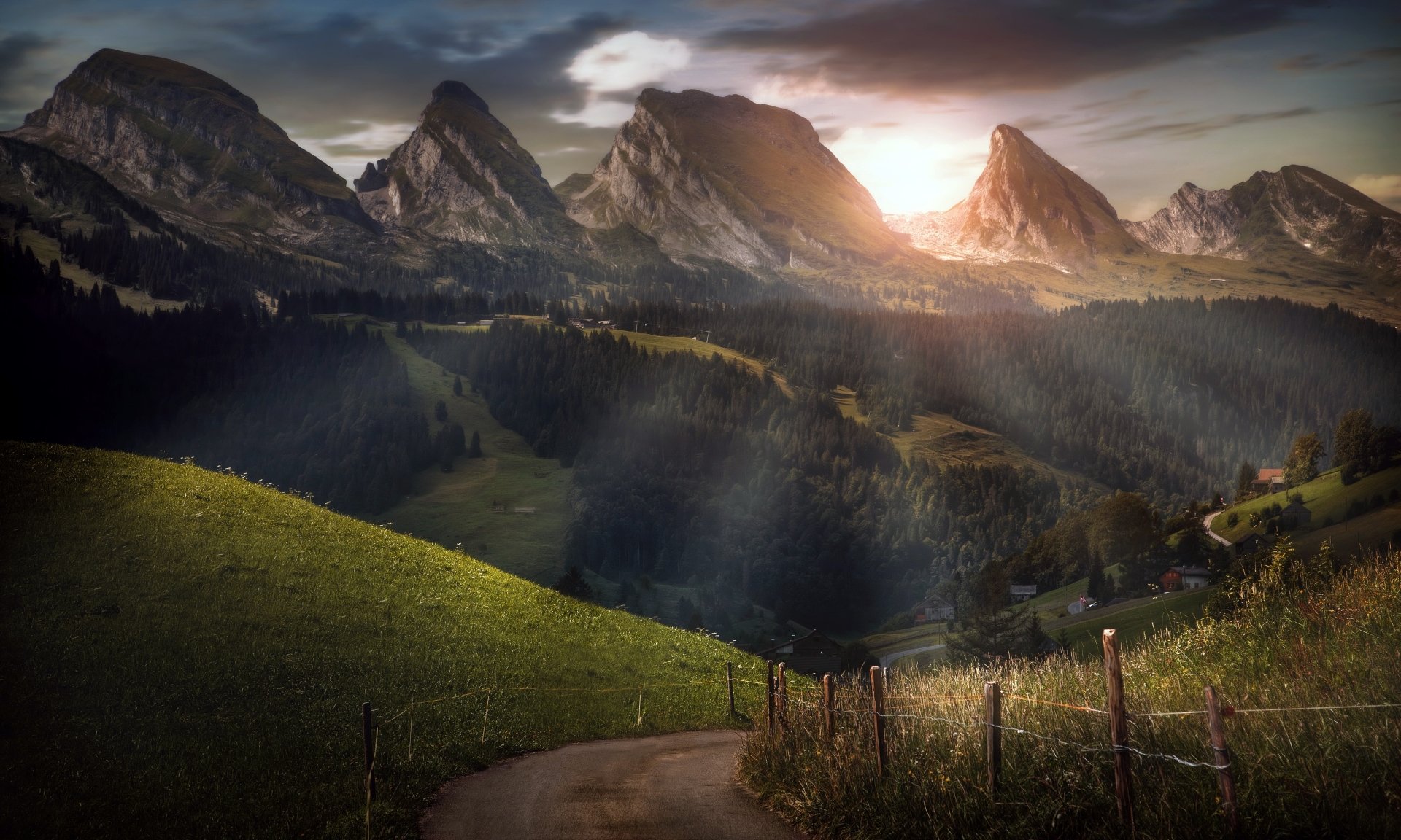 Download Fence Road Mountain Switzerland Photography Landscape 4k Ultra ...