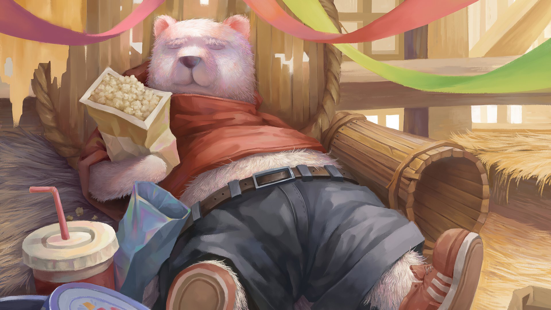 Download Popcorn Bear Fantasy Animal Fantasy Animal 4k Ultra HD Wallpaper by Lu Fu