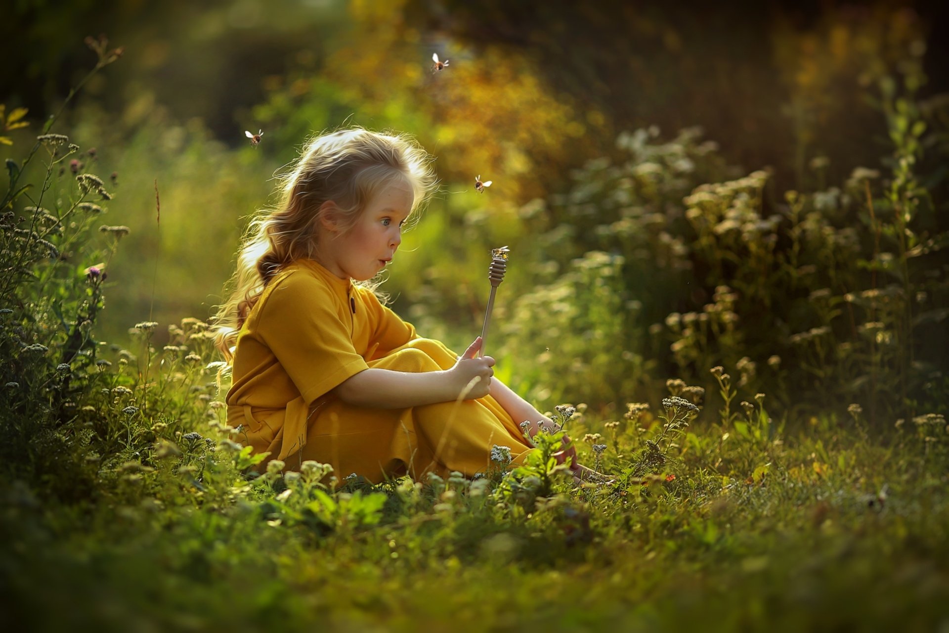 Download Nature Bee Photography Child HD Wallpaper