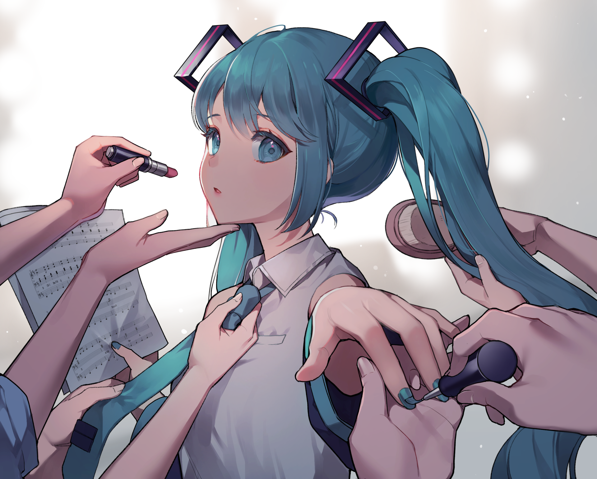 Download Blue Eyes Blue Hair Twintails Hatsune Miku Anime Vocaloid HD Wallpaper by Azit