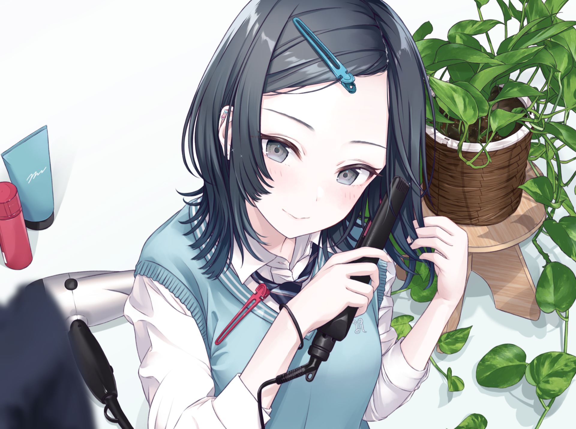 Download Plant Black Hair Anime Original HD Wallpaper by 長部トム
