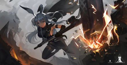 white hair long hair animal ears Savage (Arknights) video game Arknights HD Desktop Wallpaper | Background Image