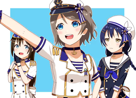 Umi Sonoda You Watanabe uniform Shizuku Osaka Anime Love Live! HD Desktop Wallpaper | Background Image