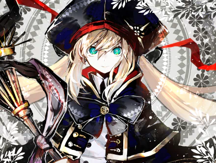 HD PC desktop wallpaper featuring Artoria Caster from the anime Fate/Grand Order, showcasing her in detailed attire with vibrant blue eyes and dynamic background elements.