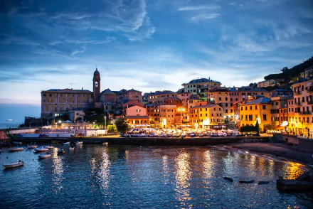 Italy night sea man made Genoa HD Desktop Wallpaper | Background Image
