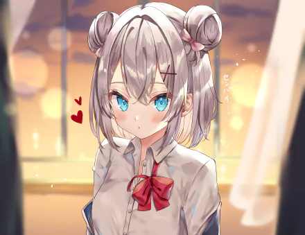 blue eyes grey hair Anime Original HD Desktop Wallpaper | Background Image