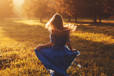 outdoor blue dress hair woman rear HD Desktop Wallpaper | Background Image