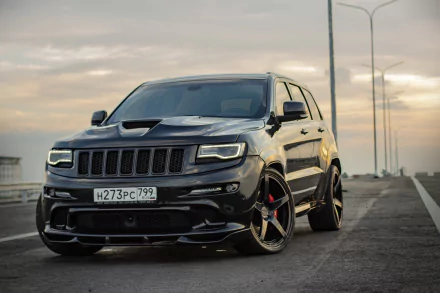 black car SUV car Jeep Jeep Grand Cherokee vehicle Jeep Grand Cherokee SRT8 HD Desktop Wallpaper | Background Image