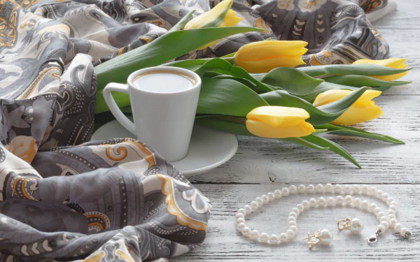 tulip beads cup food coffee HD Desktop Wallpaper | Background Image