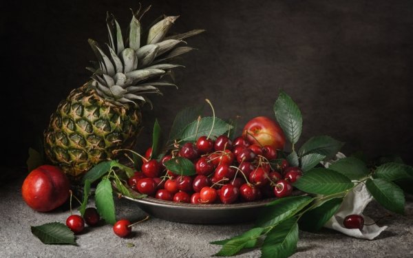 Food Fruit Fruits Pineapple Cherry Nectarine HD Wallpaper | Background Image