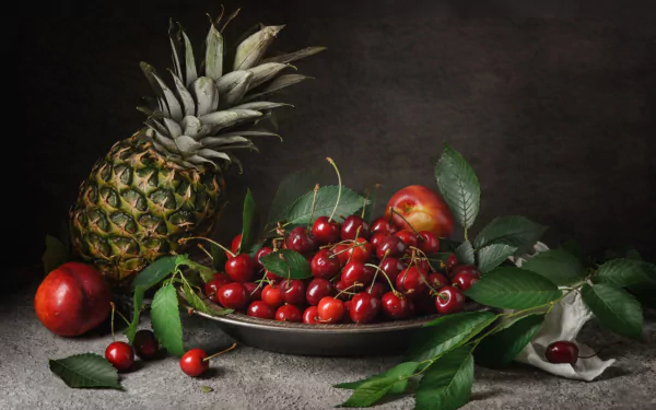 nectarine cherry pineapple food fruit HD Desktop Wallpaper | Background Image