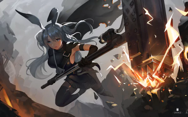 white hair long hair animal ears Savage (Arknights) video game Arknights HD Desktop Wallpaper | Background Image