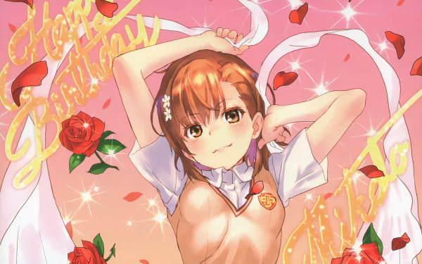 rose orange eyes short hair orange hair Mikoto Misaka Anime A Certain Scientific Railgun HD Desktop Wallpaper | Background Image