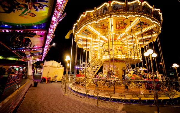 amusement park man made carousel Swing ride HD Desktop Wallpaper | Background Image