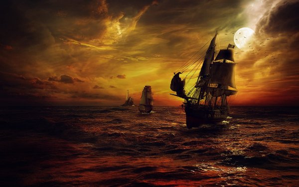 Vehicles Sailing Ship Sea Pirate Ship HD Wallpaper | Background Image